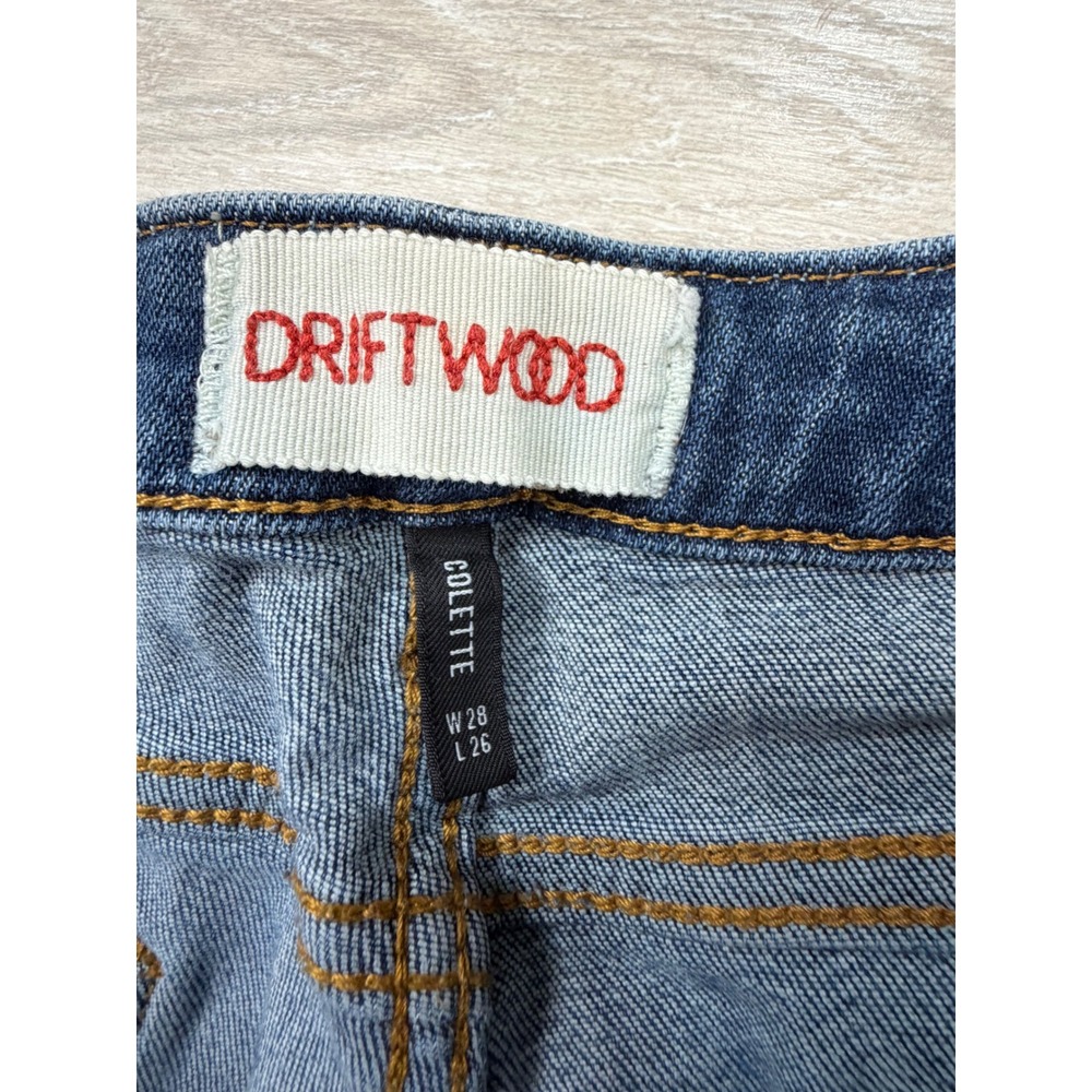 Driftwood Colette Floral Embroidered Straight Leg Jeans Medium Wash Blue W28 L26 - Picture 2 of 6